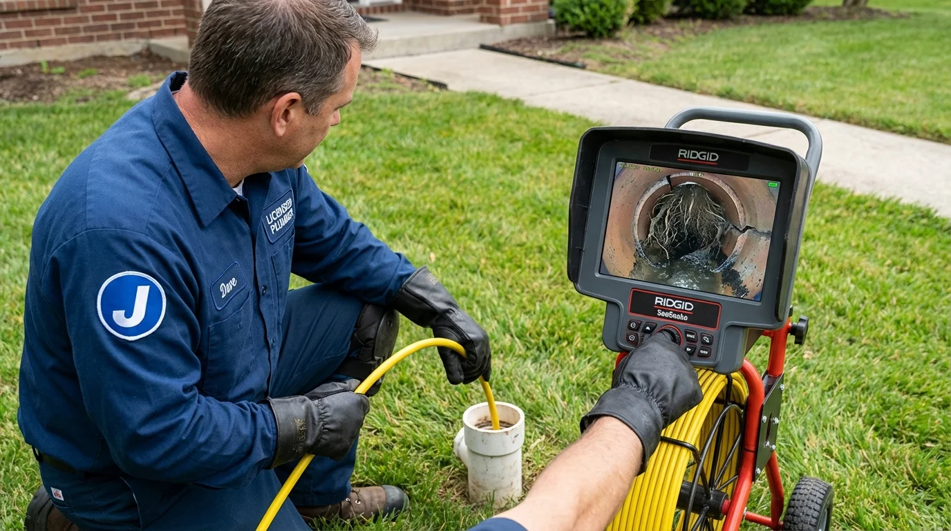 Sewer camera inspection being performed by Johns Plumbing LLC in Marcus Hook